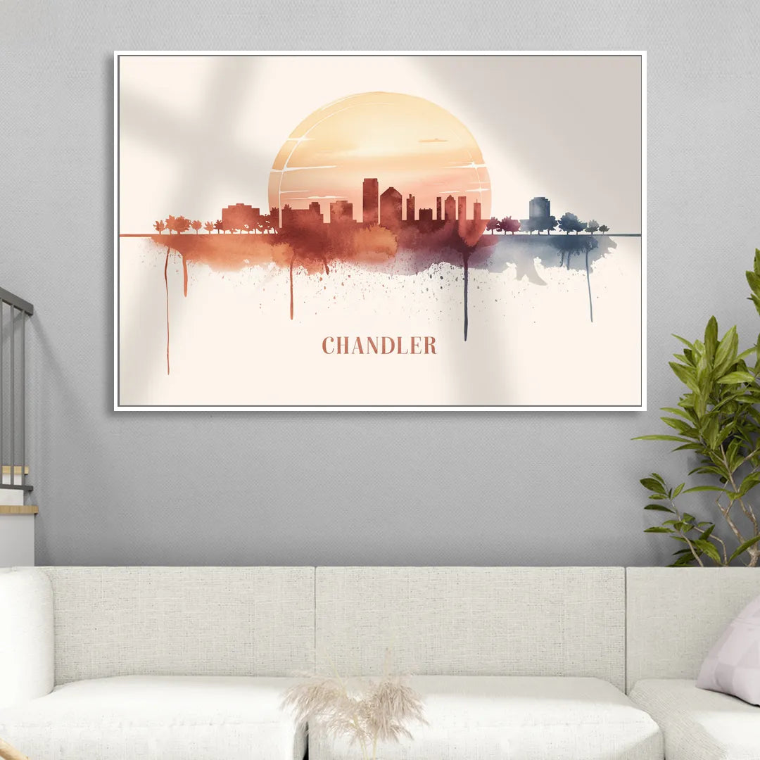 Chandler Skyline View Sitting Room - White Canvas Wall Art