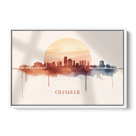 Chandler Skyline View - White Framed Canvas Wall Art - Front