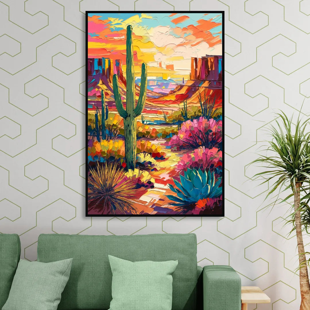 Chandler Vibrant Southwest Sitting Room - Black Canvas Wall Art
