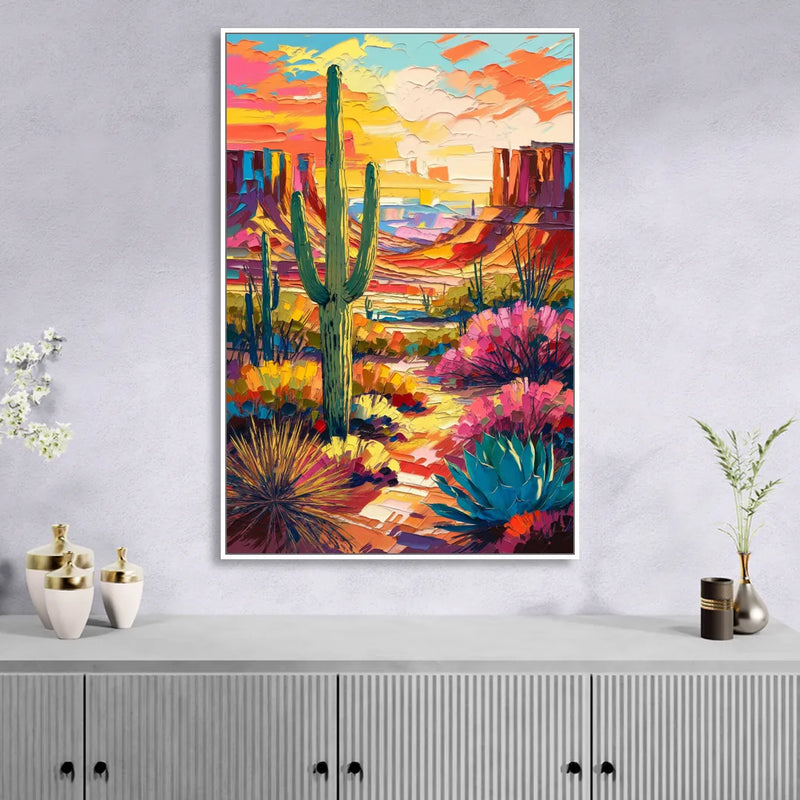 Chandler Vibrant Southwest Living Room - White Canvas Wall Art