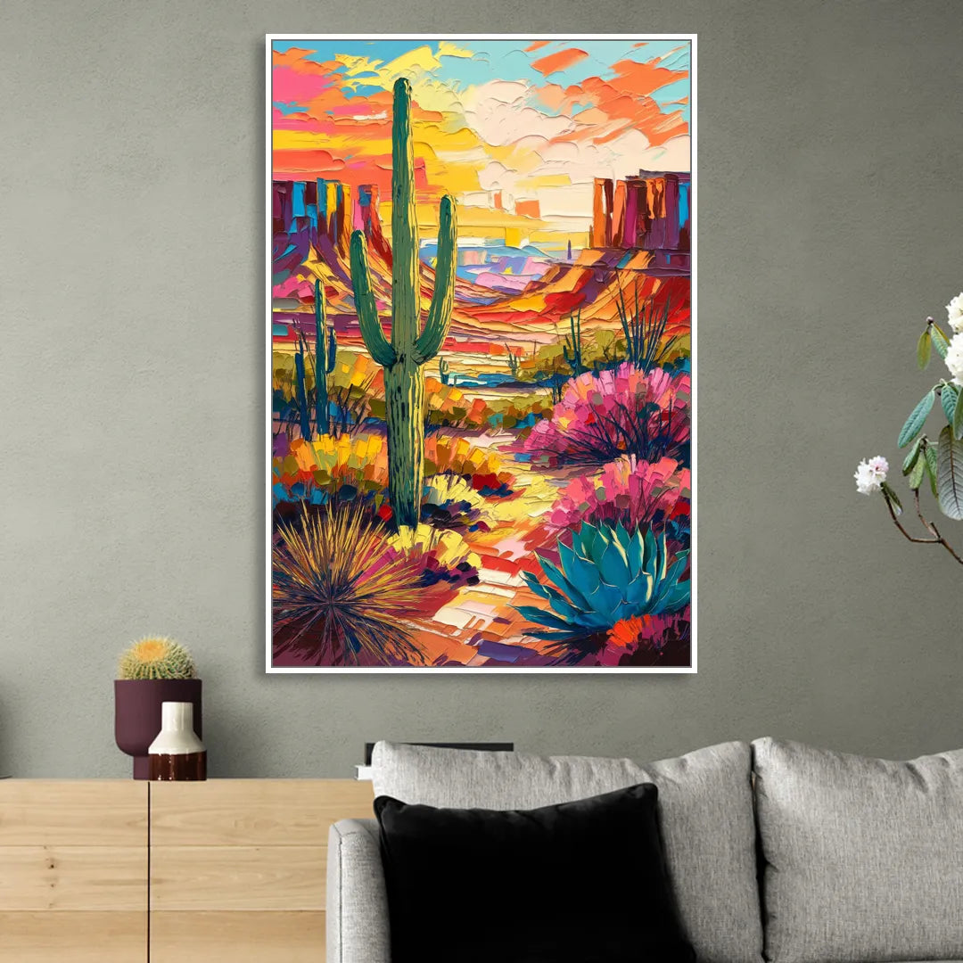 Chandler Vibrant Southwest Sitting Room - White Canvas Wall Art