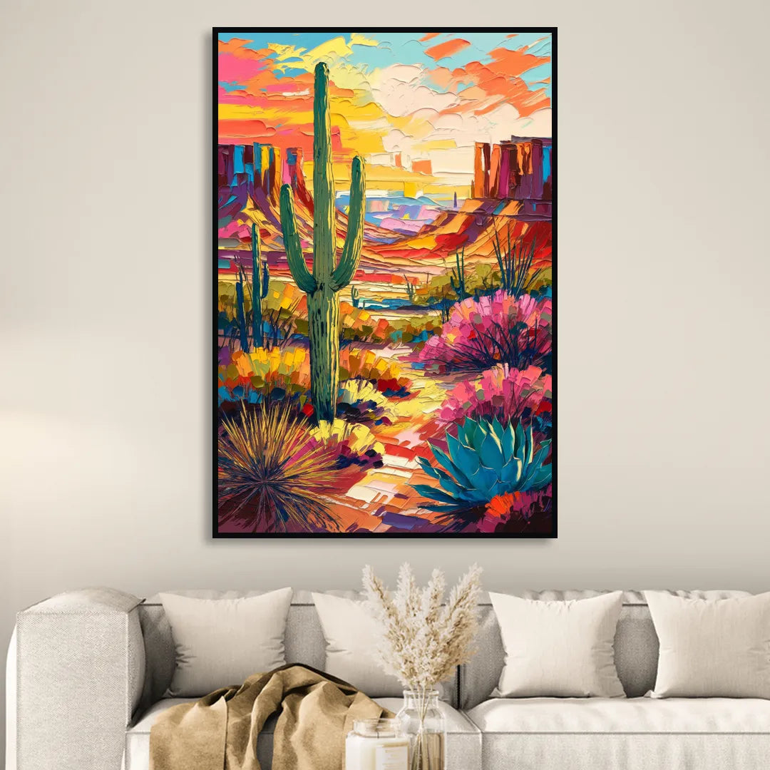 Chandler Vibrant Southwest Living Room - Black Canvas Wall Art