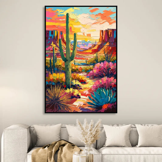 Chandler Vibrant Southwest Living Room - Black Canvas Wall Art