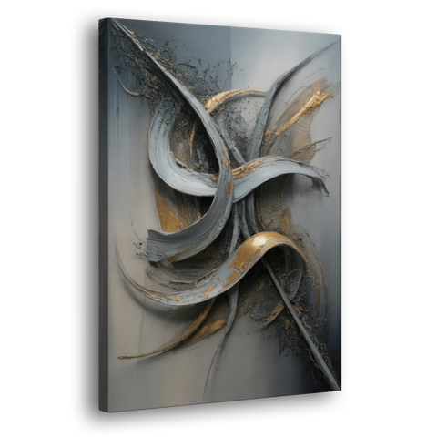 Chaotic Harmony Grey and Silver Abstract - Canvas Wall Art - Side