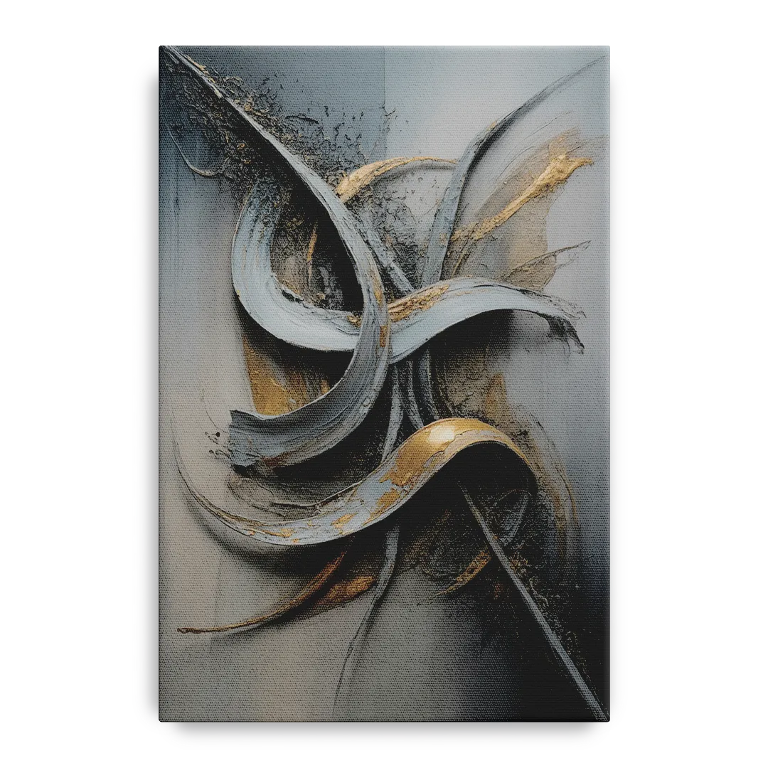 Chaotic Harmony Grey and Silver Abstract - Canvas Wall Art