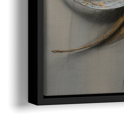 Chaotic Harmony Grey and Silver Abstract - Close-Up Black Frame Canvas