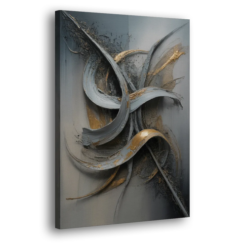 Chaotic Harmony Grey and Silver Abstract - Canvas Wall Art