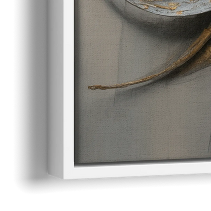 Chaotic Harmony Grey and Silver Abstract - Close-Up White Frame Canvas