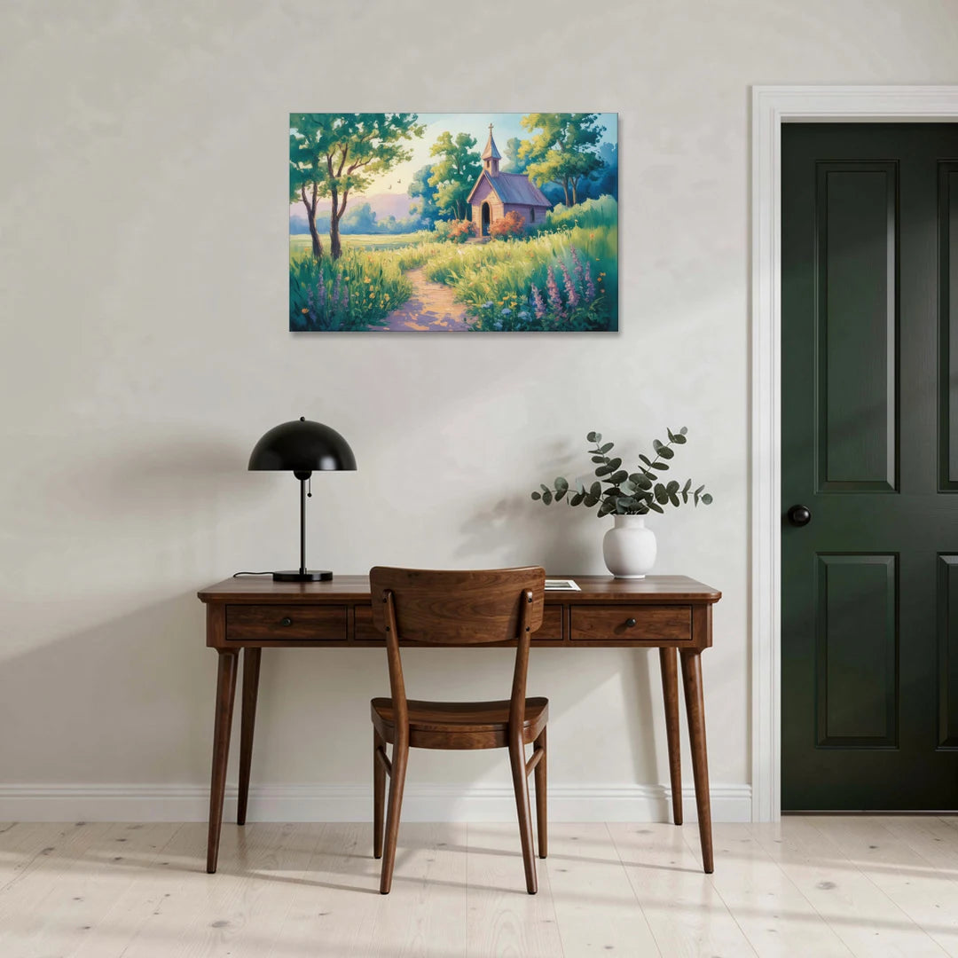 Chapel Serenity Aesthetic Christian - Canvas Wall Art - Office - 36x24