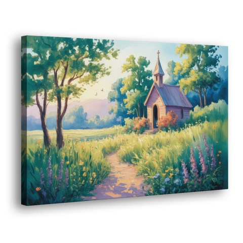 Chapel Serenity Aesthetic Christian - Canvas Wall Art - Side