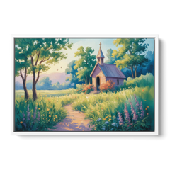 Chapel Serenity Aesthetic Christian - White Framed Canvas Wall Art - Front