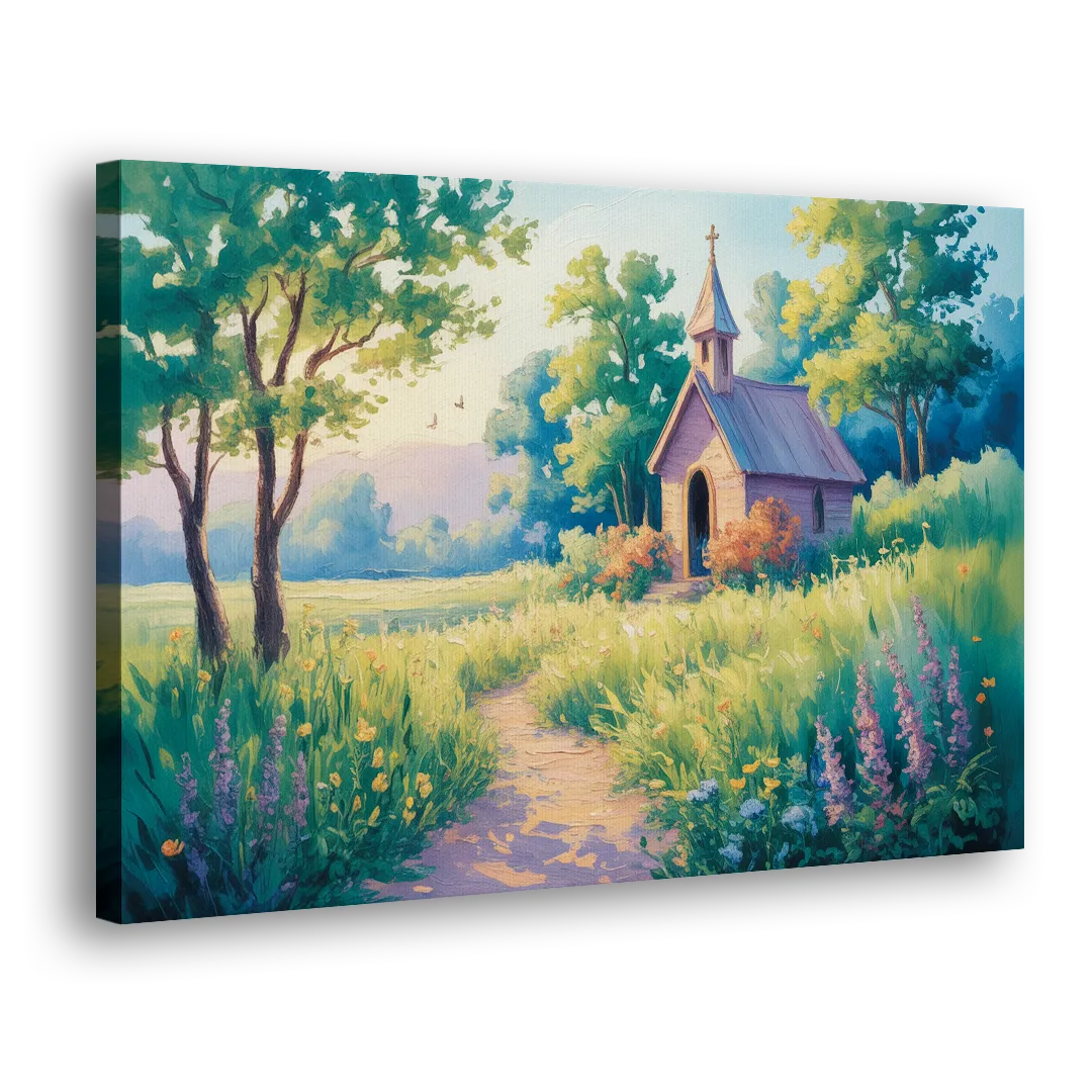 Chapel Serenity Aesthetic Christian Side - Canvas Wall Art