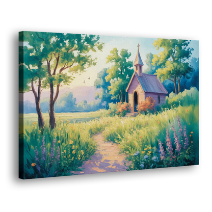 Chapel Serenity Aesthetic Christian Side - Canvas Wall Art