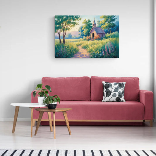 Chapel Serenity Aesthetic Christian - Canvas Wall Art Living Room