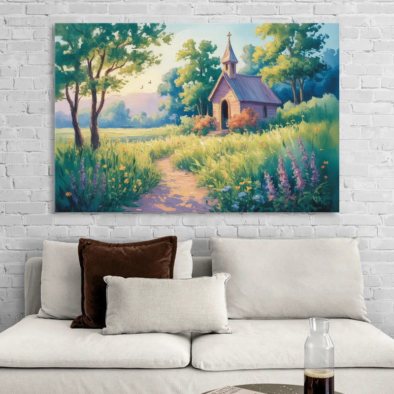 Chapel Serenity Aesthetic Christian Sitting Room - Canvas Wall Art