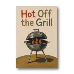 Charcoal Kettle Grill with Ember Red Flames - Canvas Wall Art - Front