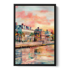 Charleston Battery District - Black Framed Canvas Wall Art - Front