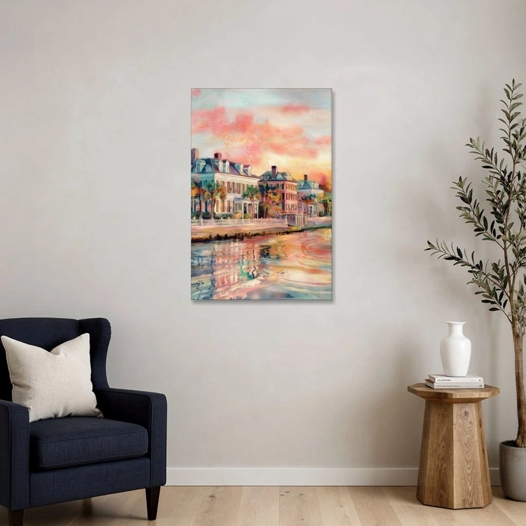 Charleston Battery District - Canvas Wall Art - Sofa - 24x36