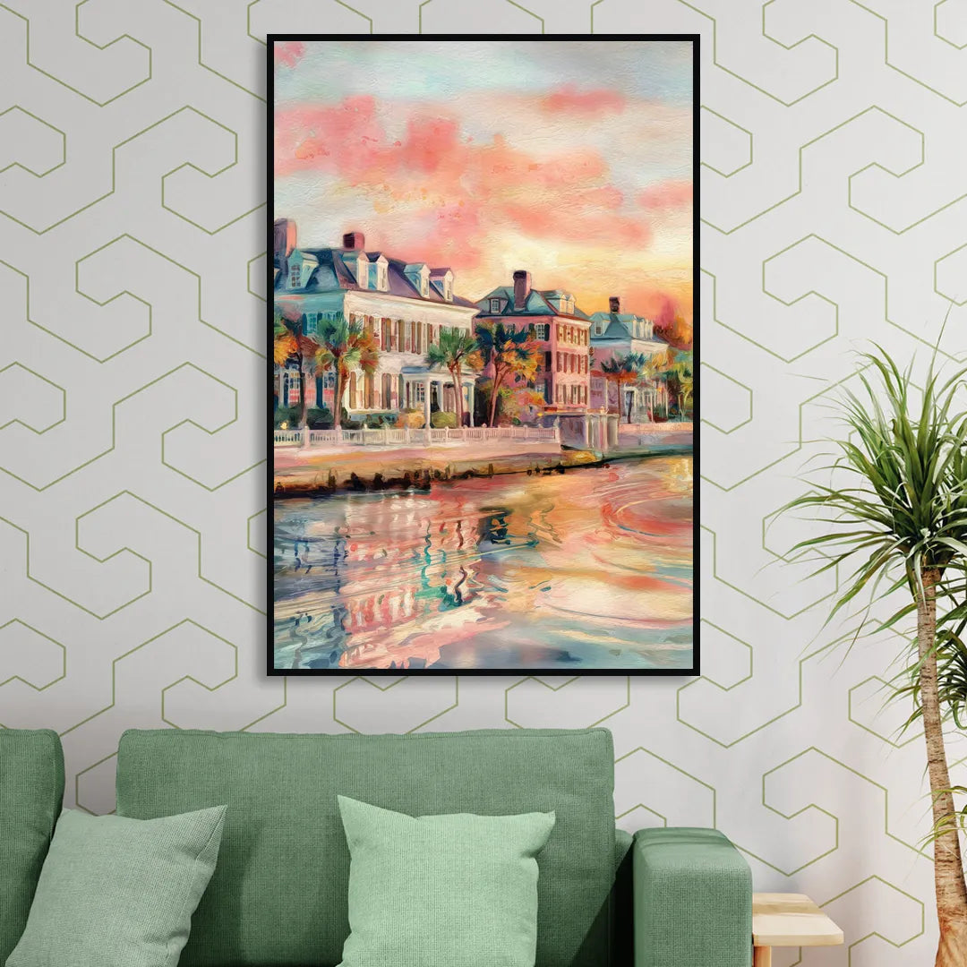 Charleston Battery District Living Room - Black Canvas Wall Art