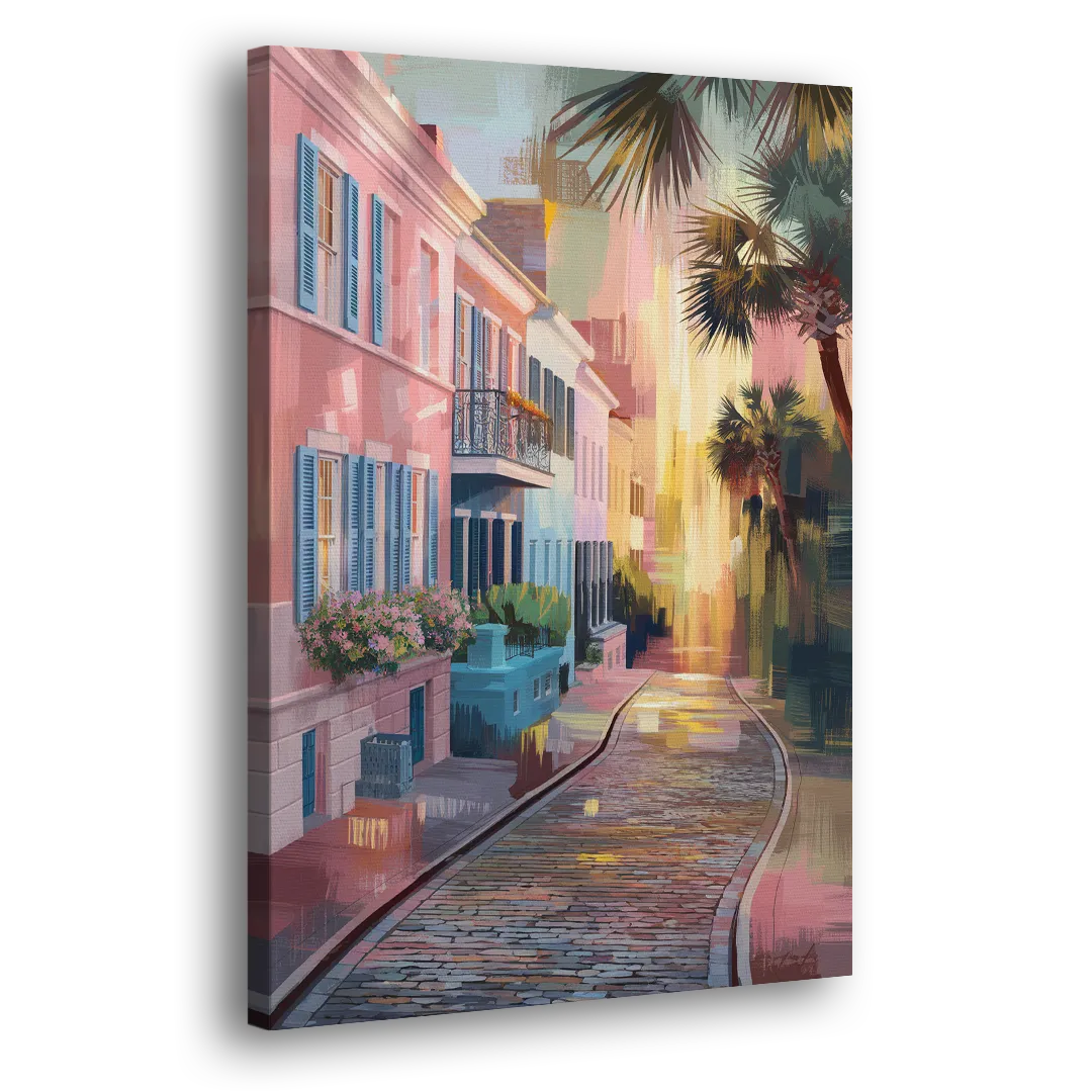 Charleston Cobblestone Streets Side - Canvas Wall Art