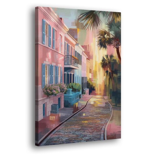 Charleston Cobblestone Streets Side - Canvas Wall Art