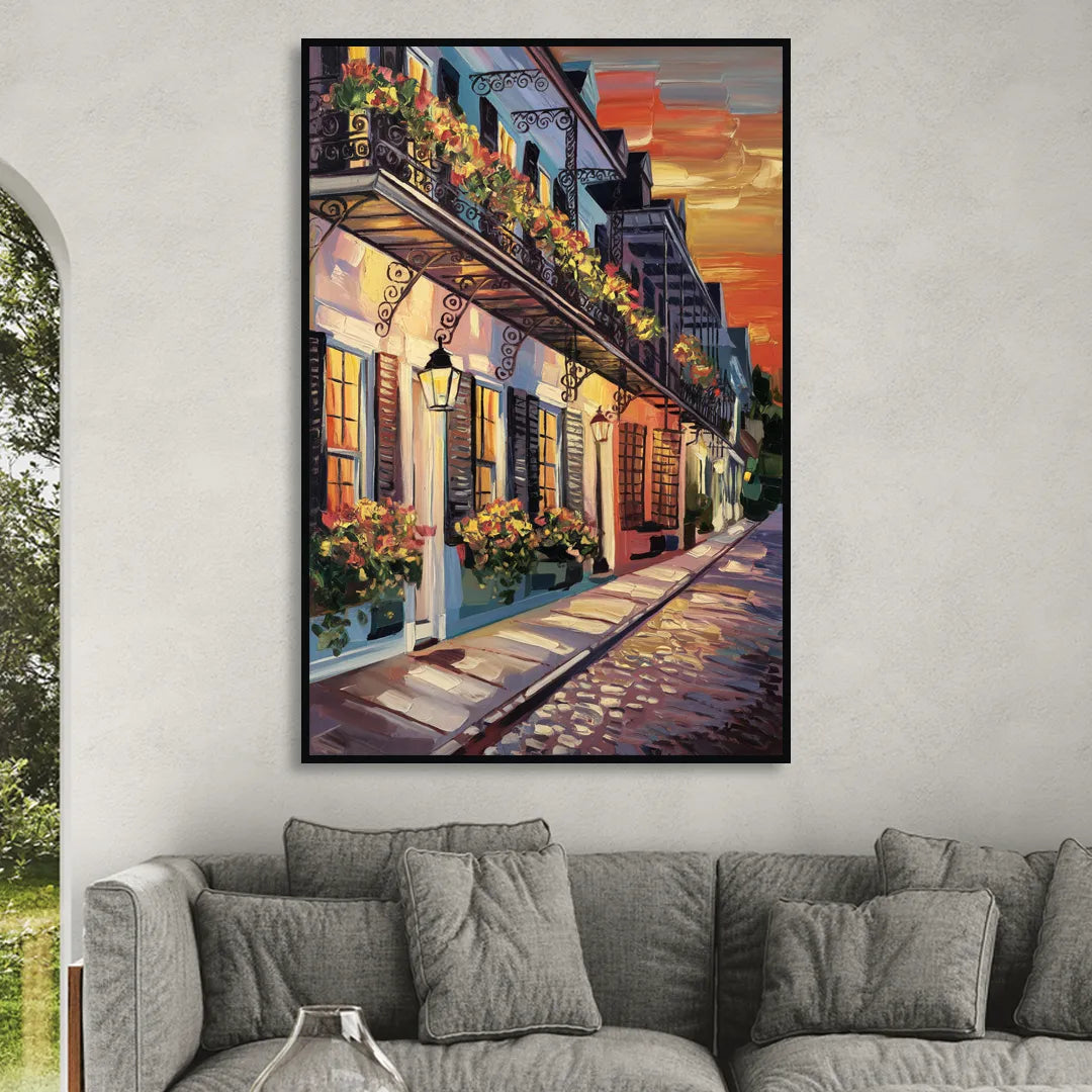 Charleston French Quarter Sitting Room - Black Canvas Wall Art