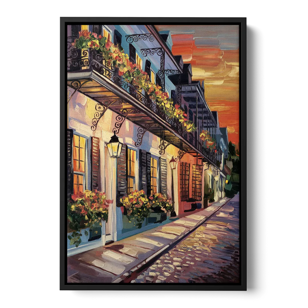 Charleston French Quarter Front - Black Canvas Wall Art
