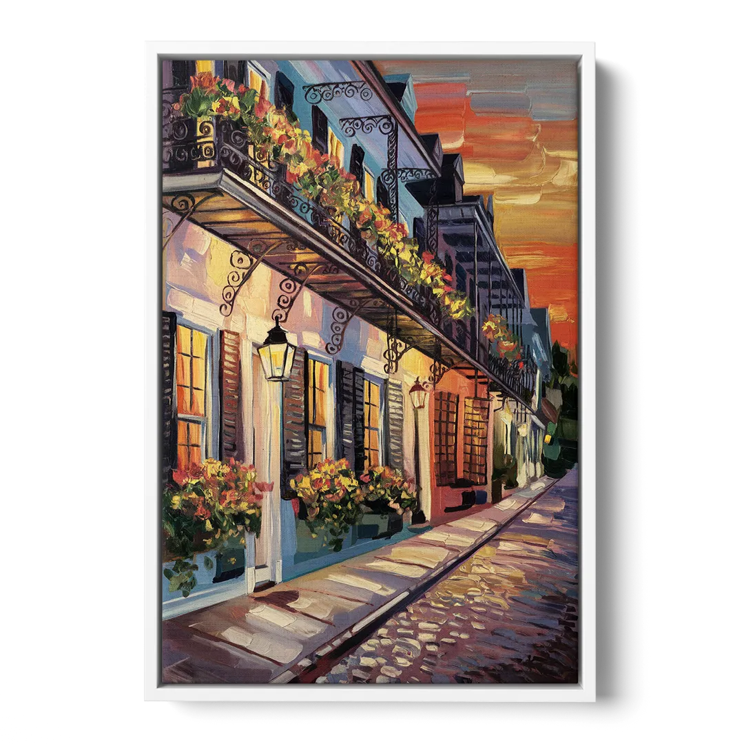 Charleston French Quarter Front - White Canvas Wall Art