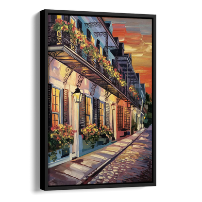 Charleston French Quarter Side - Black Canvas Wall Art