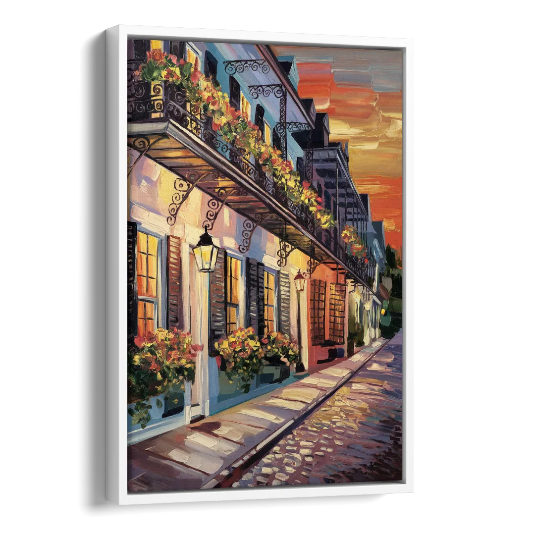 Charleston French Quarter Side - White Canvas Wall Art