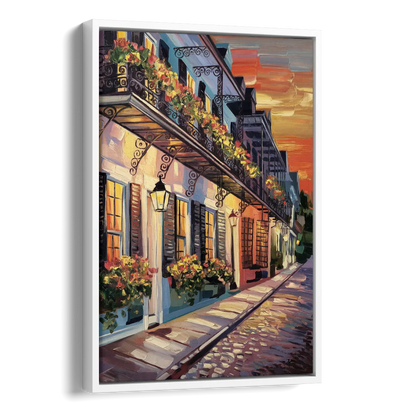 Charleston French Quarter Side - White Canvas Wall Art