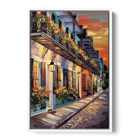 Charleston French Quarter - White Framed Canvas Wall Art - Front