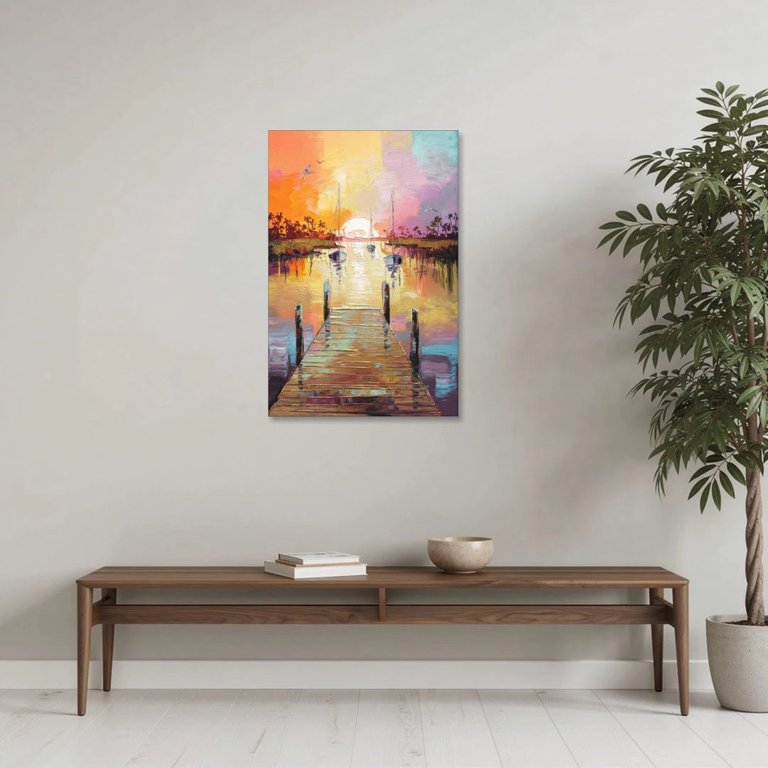 Charleston Harbor at Sunset - Canvas Wall Art - Coffee Table - 24x36