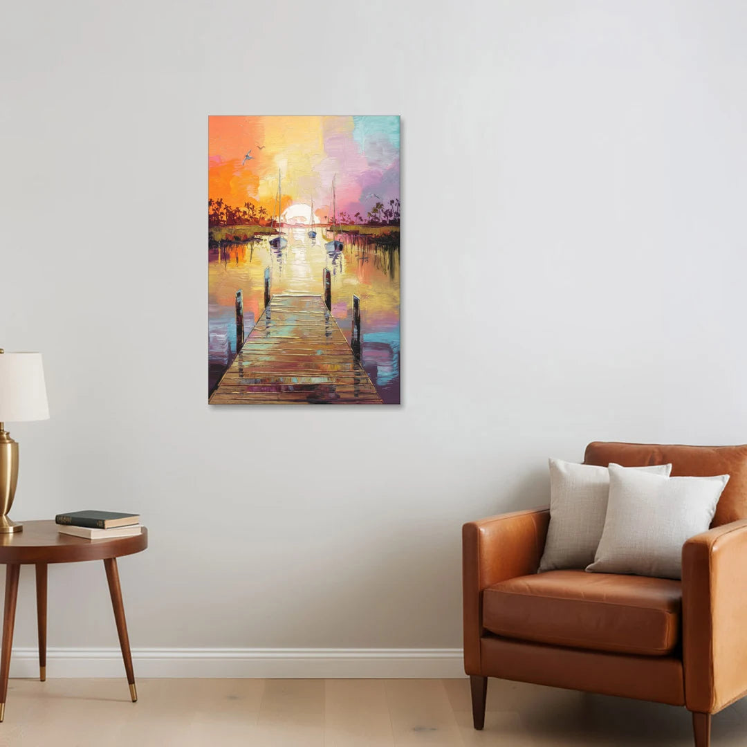 Charleston Harbor at Sunset - Canvas Wall Art - Sofa - 24x36