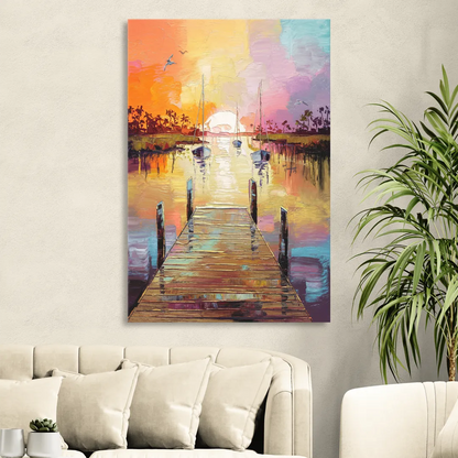 Charleston Harbor at Sunset Living Room - Canvas Wall Art