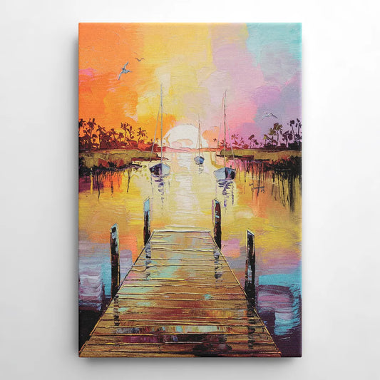 Charleston Harbor at Sunset - Canvas Wall Art