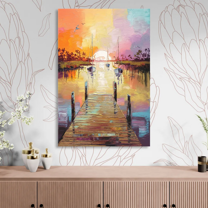 Charleston Harbor at Sunset Sitting Room - Canvas Wall Art
