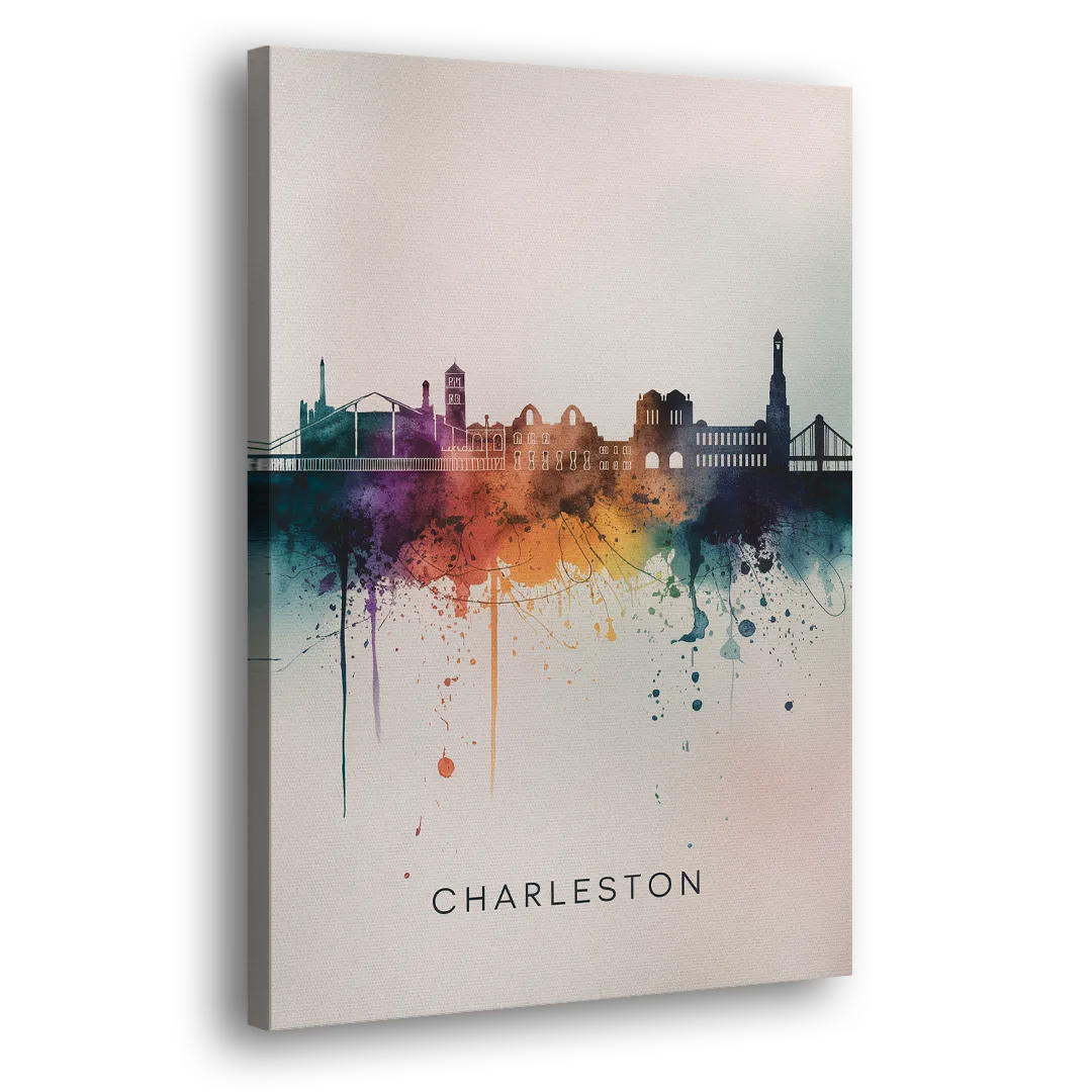 Charleston Historic Skyline Side - Canvas Wall Art