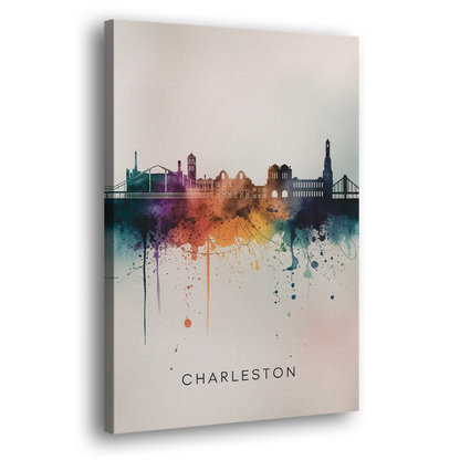 Charleston Historic Skyline Side - Canvas Wall Art