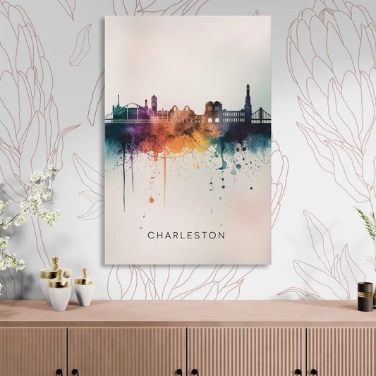 Charleston Historic Skyline Living Room - Canvas Wall Art