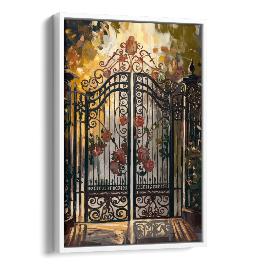 Charleston Iconic Gates Side - White Canvas Wall Art
