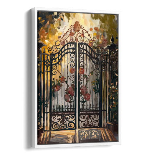 Charleston Iconic Gates Side - White Canvas Wall Art