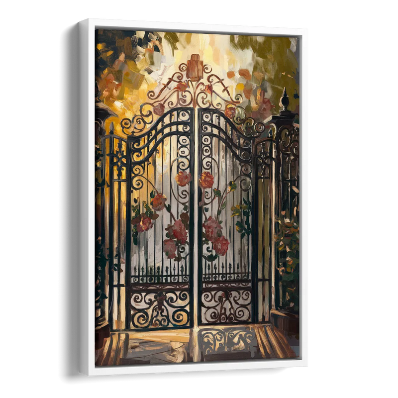 Charleston Iconic Gates Side - White Canvas Wall Art