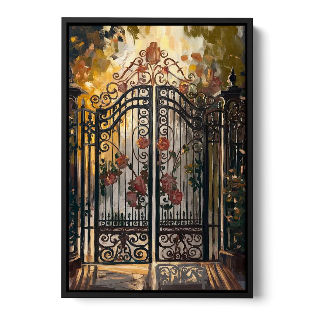 Charleston Iconic Gates Front - Black Canvas Wall Art
