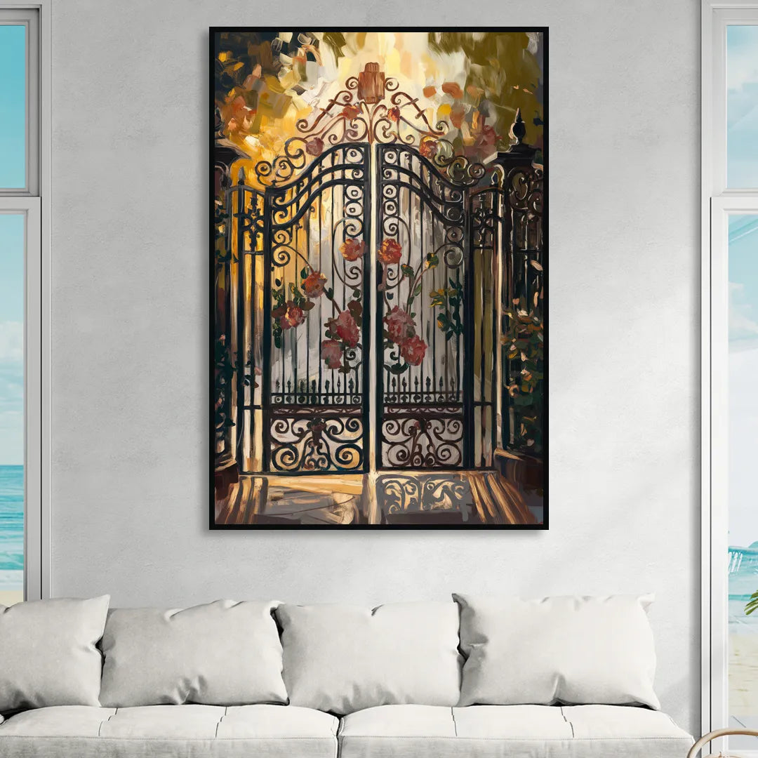 Charleston Iconic Gates Sitting Room - Black Canvas Wall Art