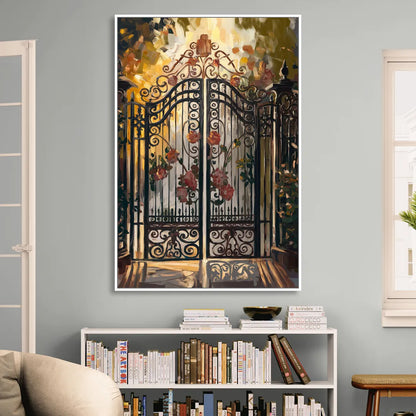 Charleston Iconic Gates Living Room - White Canvas Wall Art