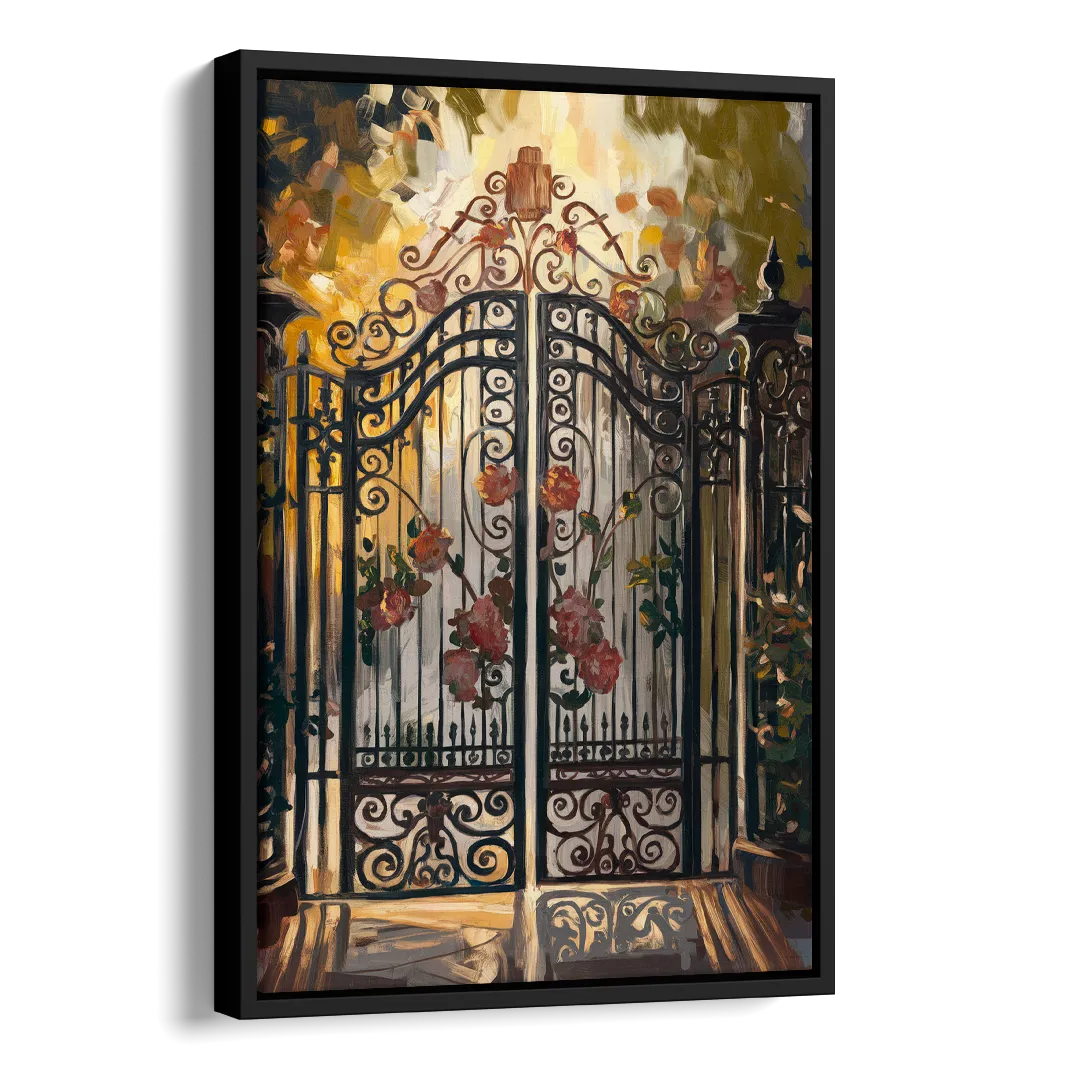 Charleston Iconic Gates Side - Black Canvas Wall Art