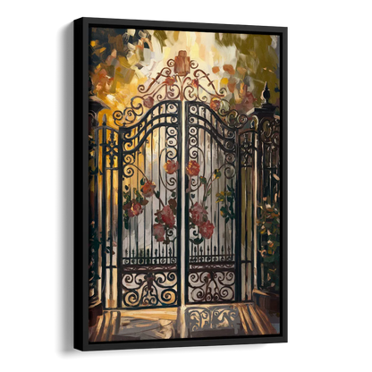 Charleston Iconic Gates Side - Black Canvas Wall Art