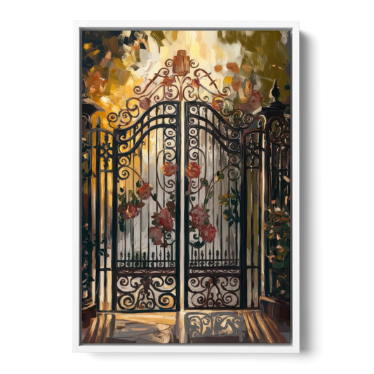 Charleston Iconic Gates - White Framed Canvas Wall Art - Front