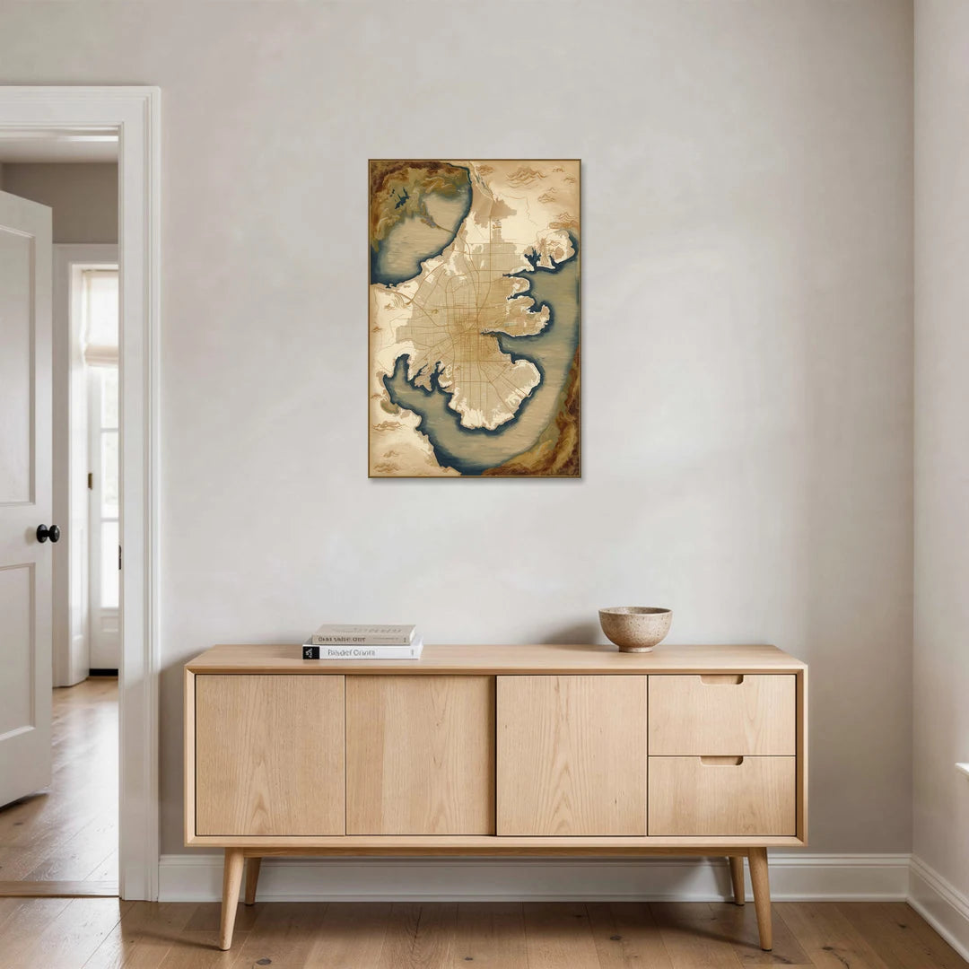 Charleston Map Design - Canvas Wall Art - Coffee Table - 24x36